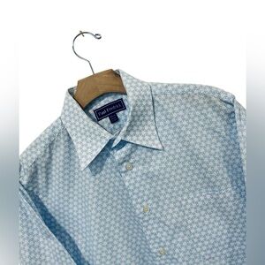 Paul Fredrick Staple Cotton Geometric Printed Dress Shirt Sz 15.5/31 Trim Fit